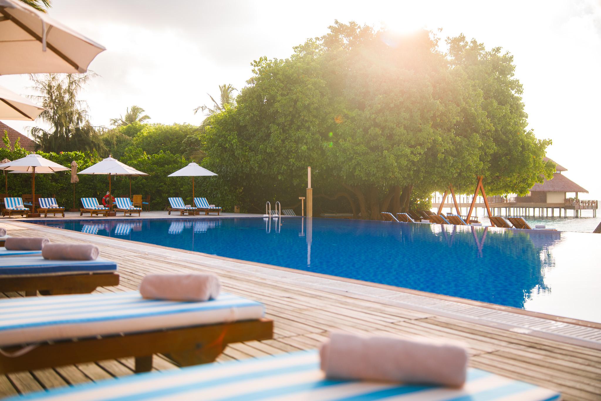 Inside Infinity Pool at Reethi Faru Resort