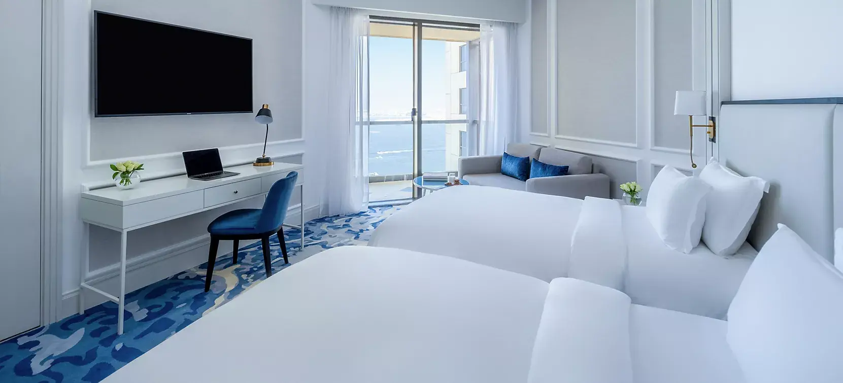 Family Room 2 Bedrooms 1 King Bed and 2 Single Beds Partial Sea View