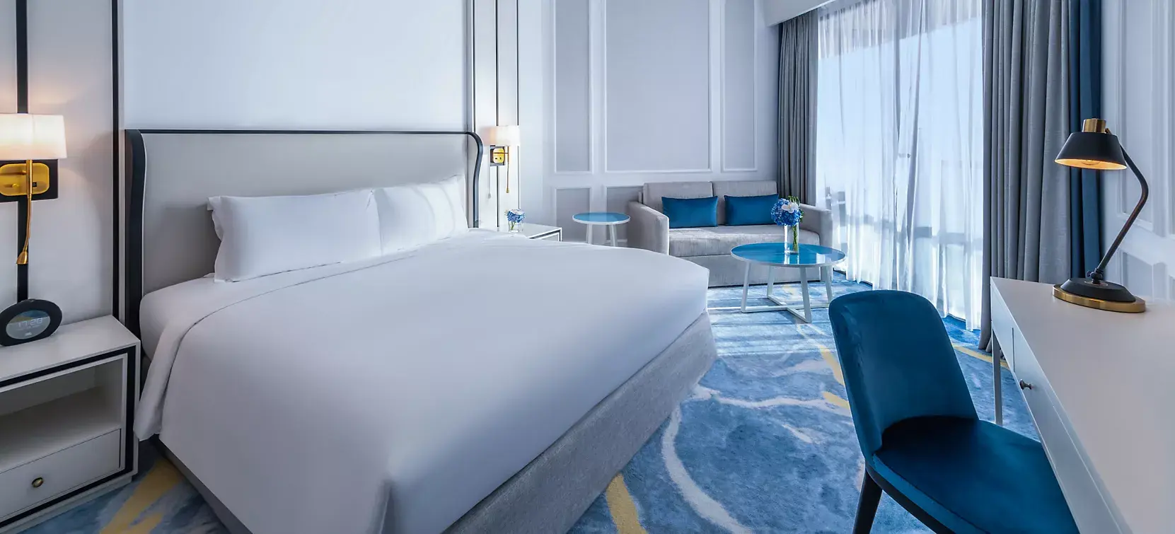 Family Room 2 Bedrooms 1 King Bed and 2 Single Beds Partial Sea View at Sofitel Dubai Jumeirah Beach, view 2