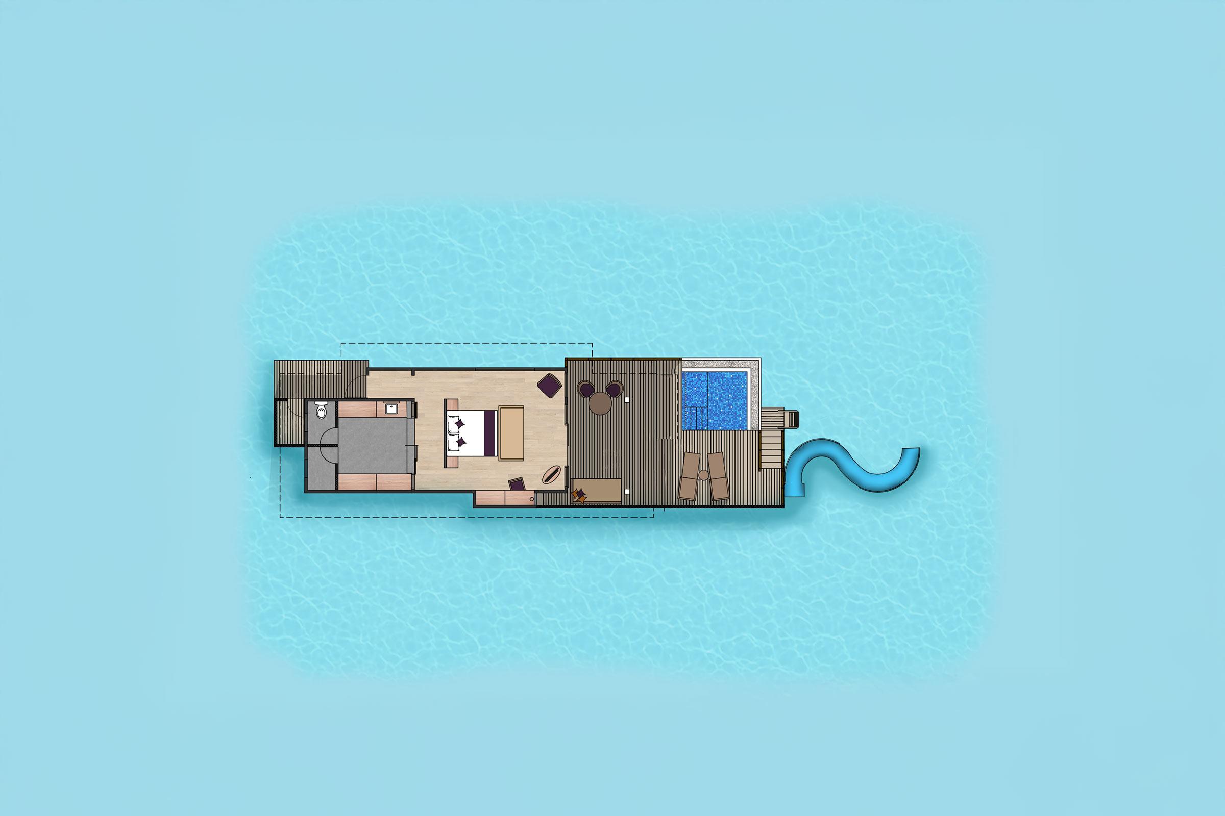Water Villa with Pool + Slide at Siyam World, view 5