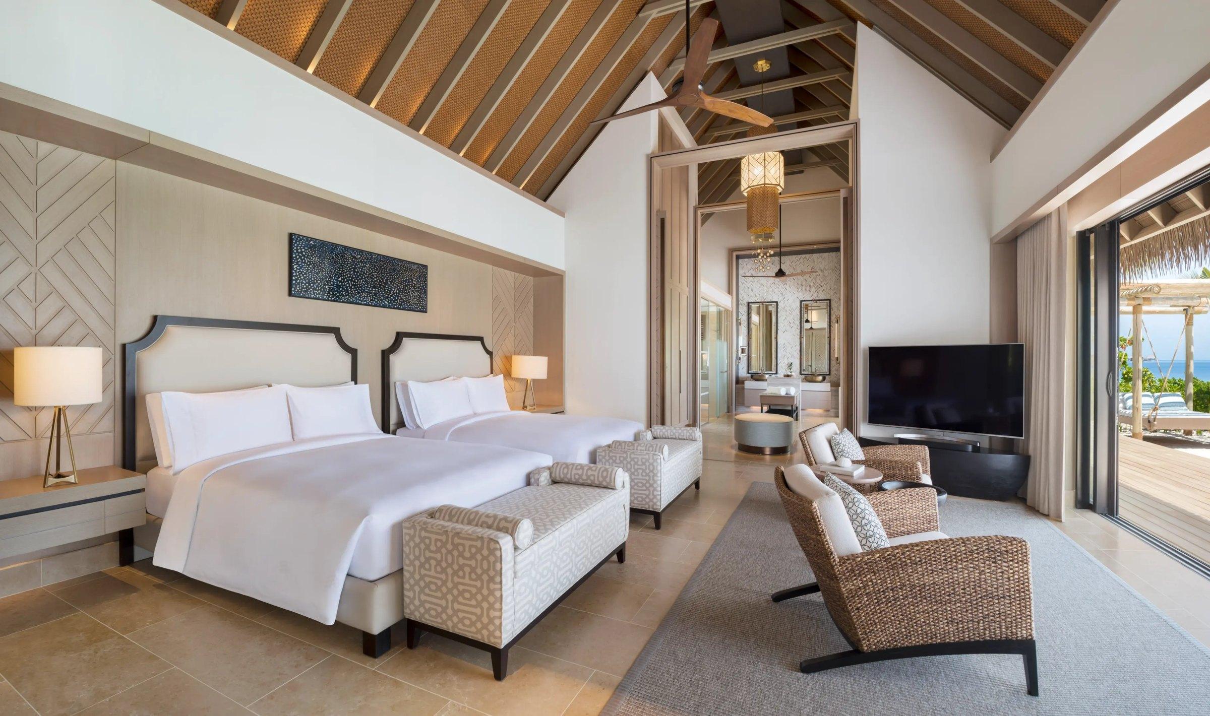 Two Queen Bedded Beach Villa with Pool at Waldorf Astoria Maldives Ithaafushi