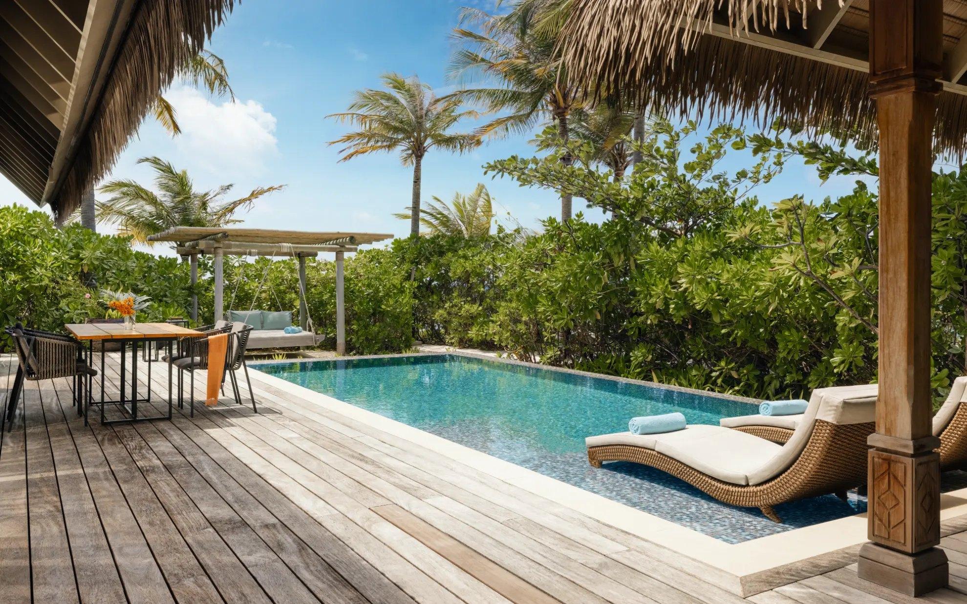 Two Queen Bedded Beach Villa with Pool at Waldorf Astoria Maldives Ithaafushi, view 3