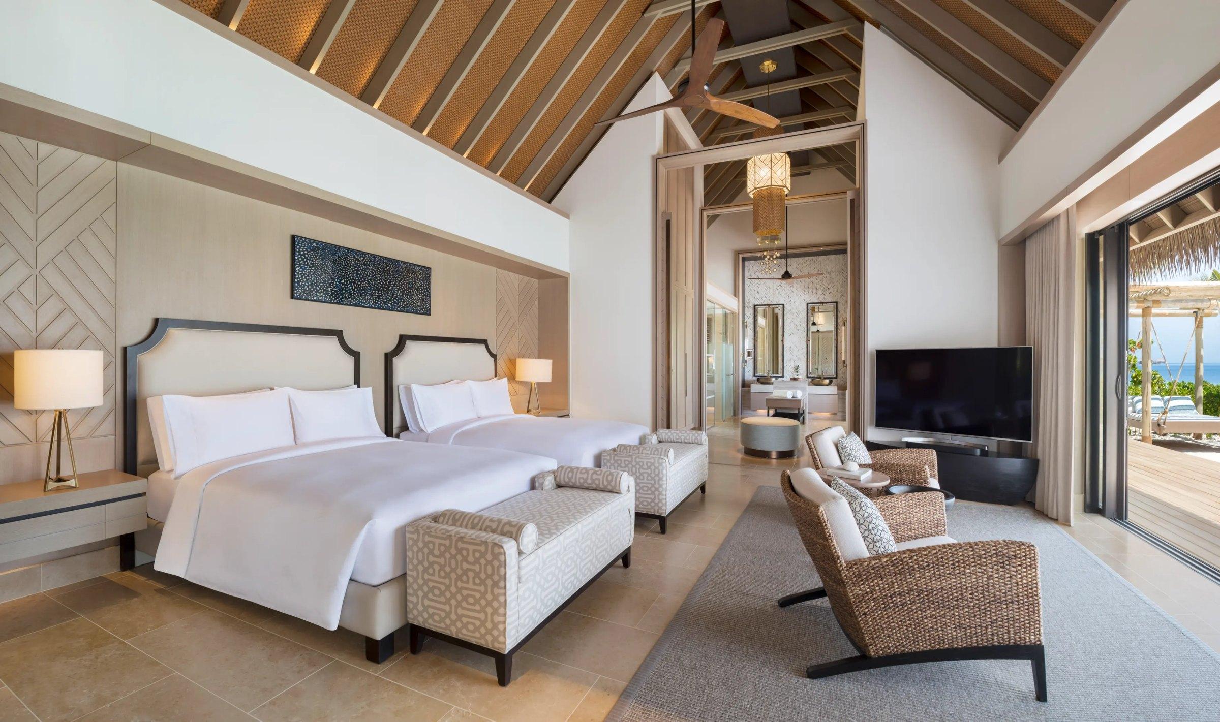 Two Queen Bedded Grand Beach Villa with Pool at Waldorf Astoria Maldives Ithaafushi, view 2