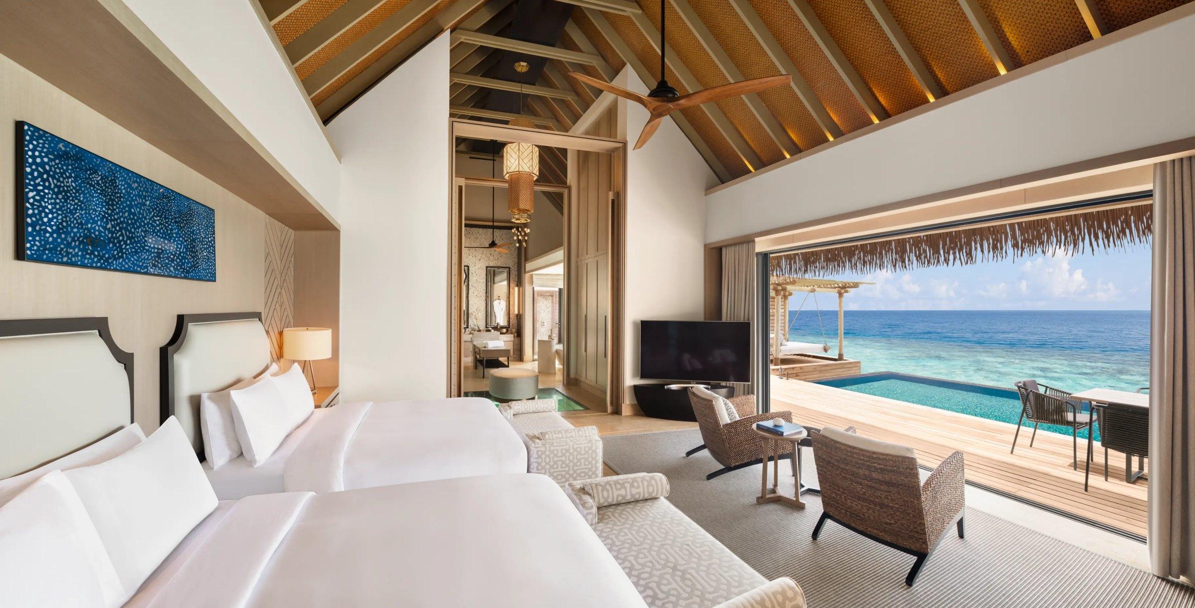 Two Queen Bedded Grand Overwater Villa with Pool at Waldorf Astoria Maldives Ithaafushi
