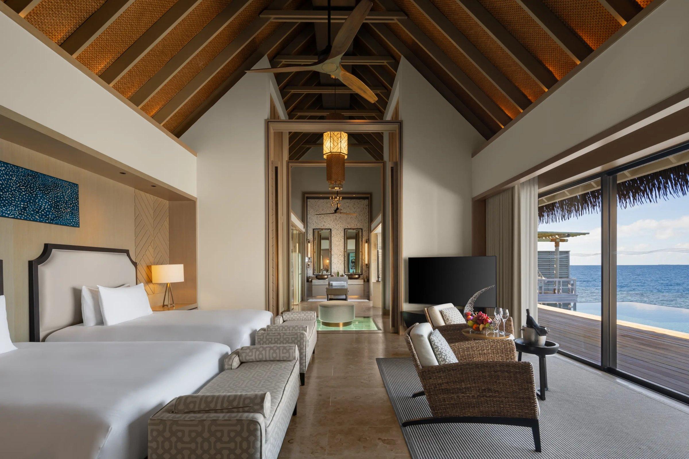 Two Queen Bedded Overwater Villa with Pool at Waldorf Astoria Maldives Ithaafushi