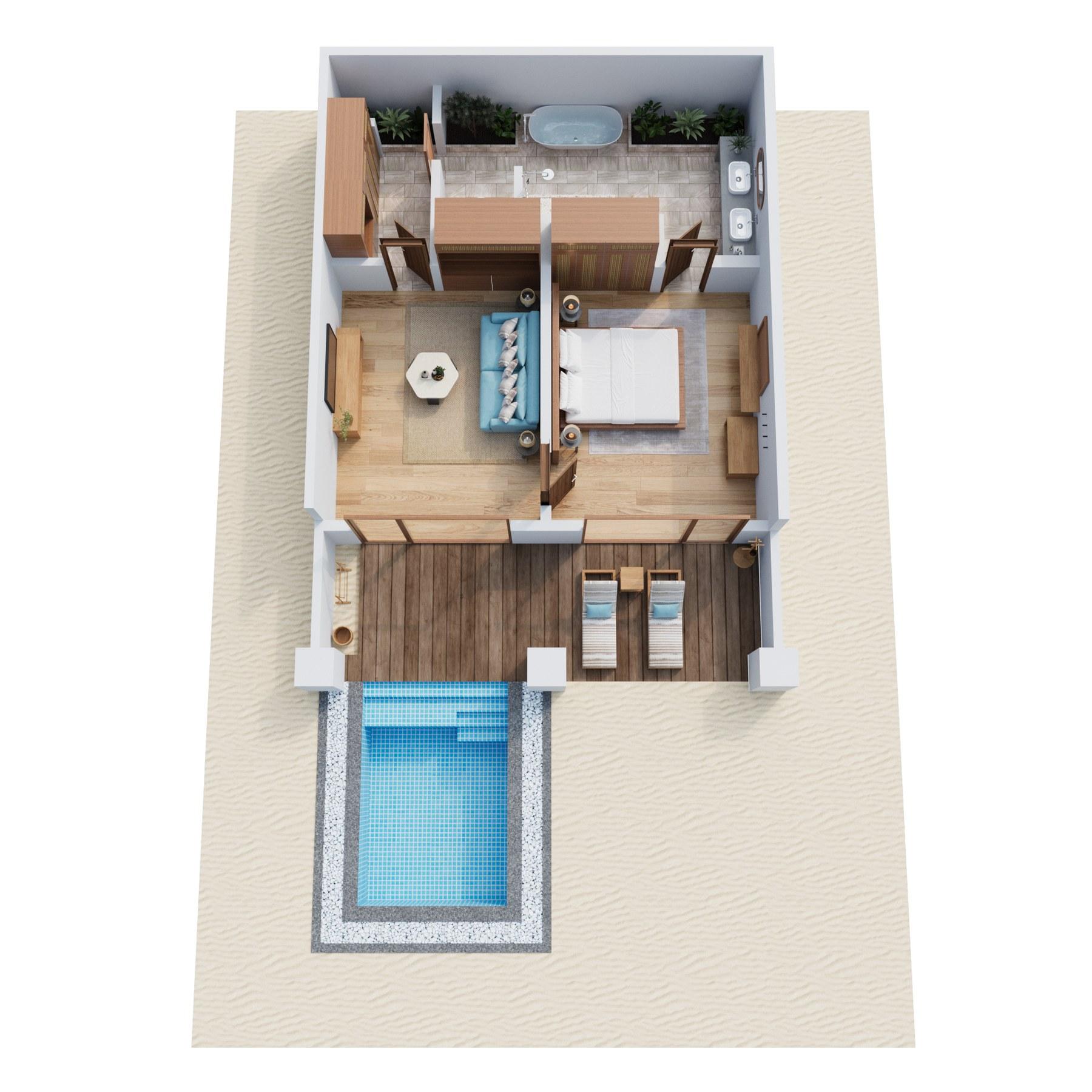 Sunset Beach Villa with Pool floor plan