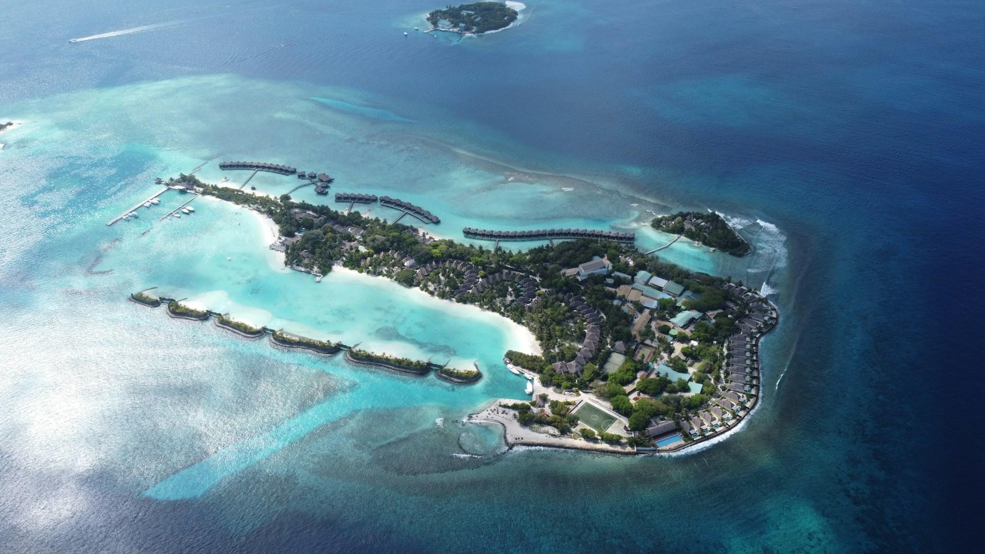 Satellite aerial of North Malé Atoll, Maldives