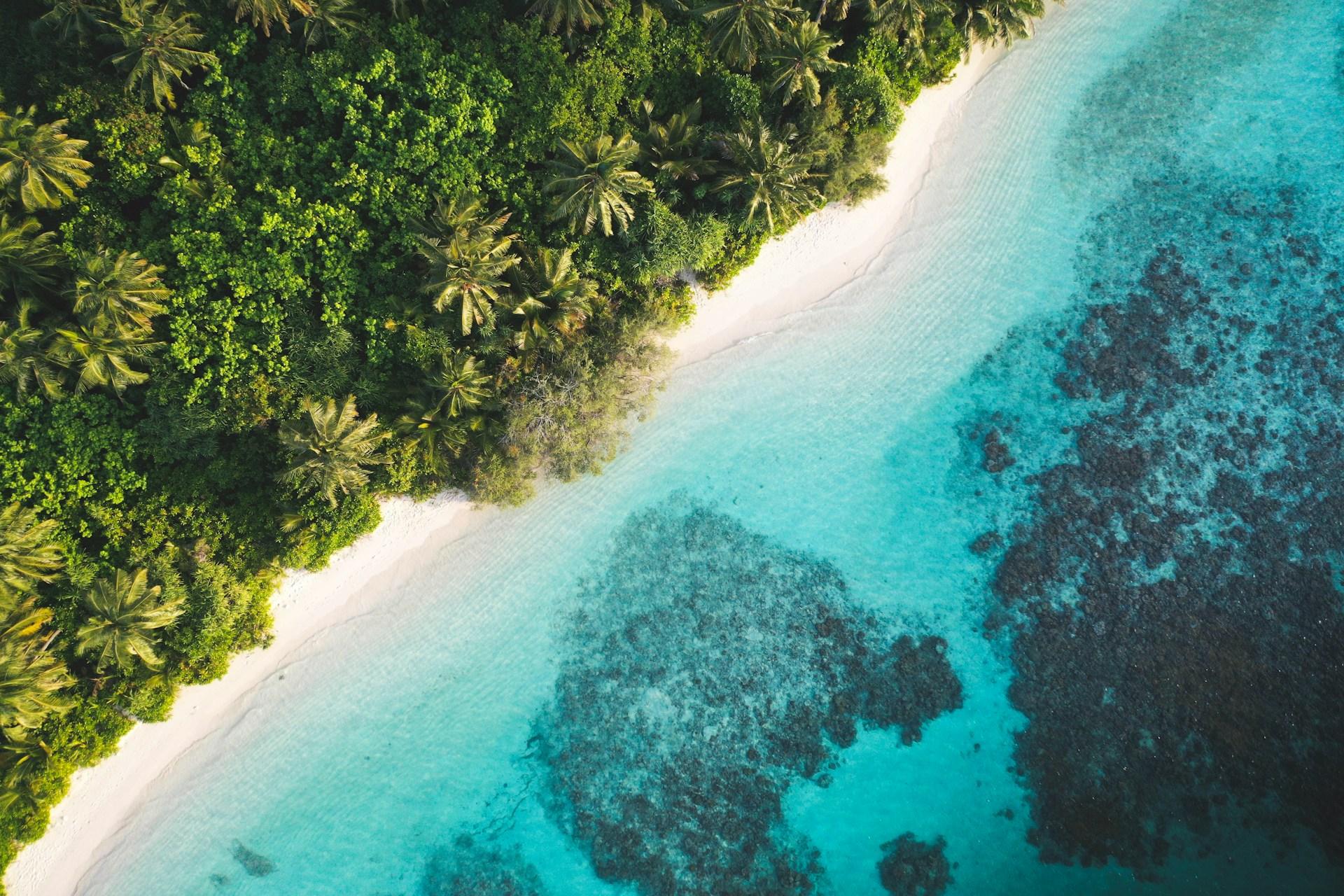 Satellite aerial of South Ari Atoll, Maldives
