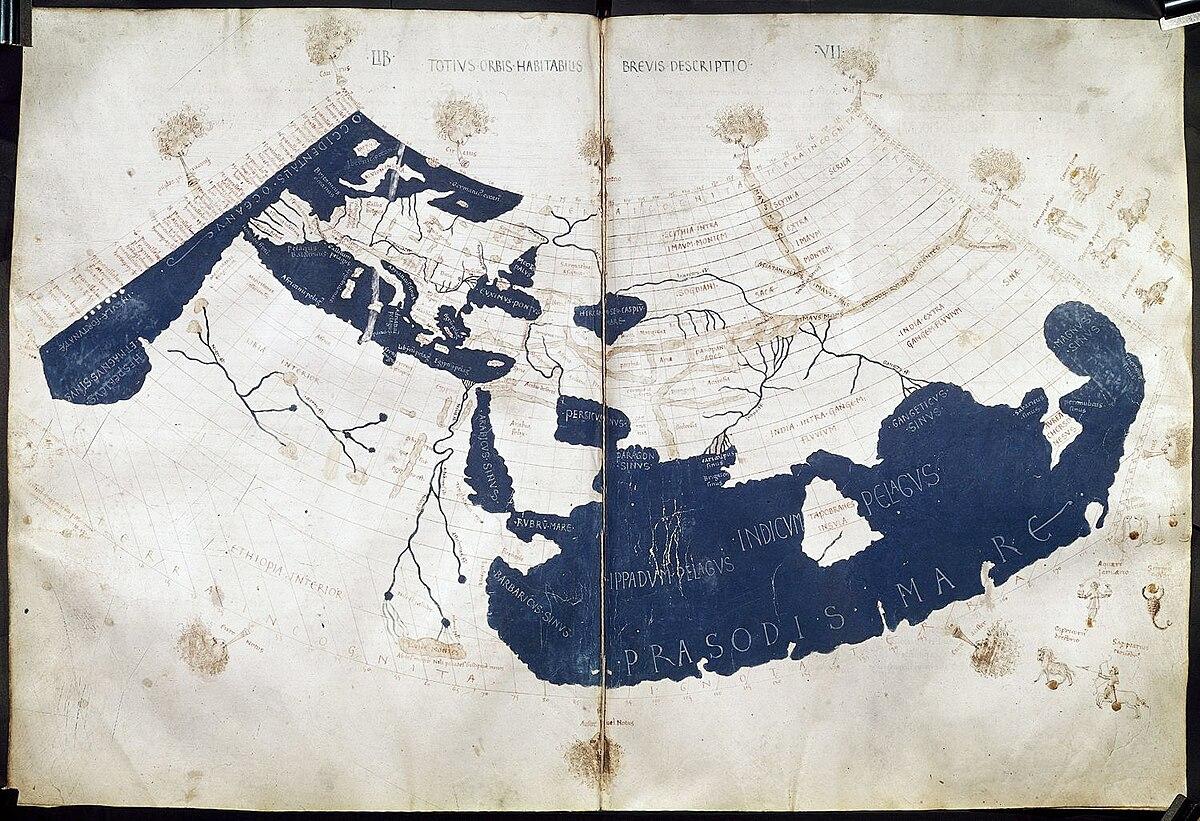 Ptolemy's world map reconstructed from his 2nd-century Geography