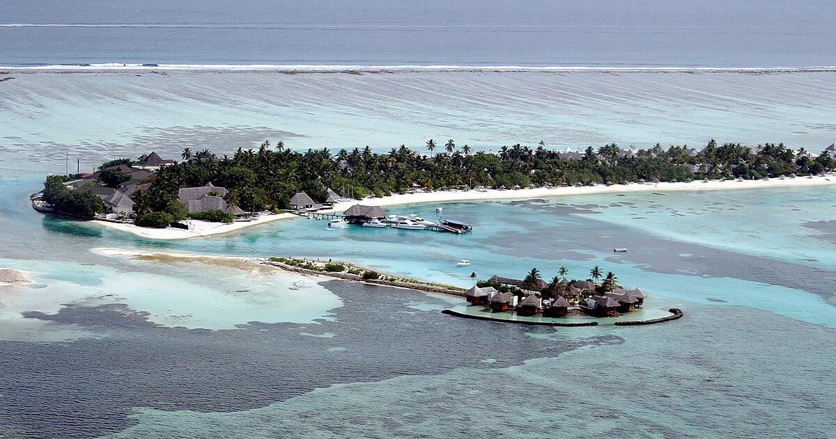 A Maldivian resort island from above