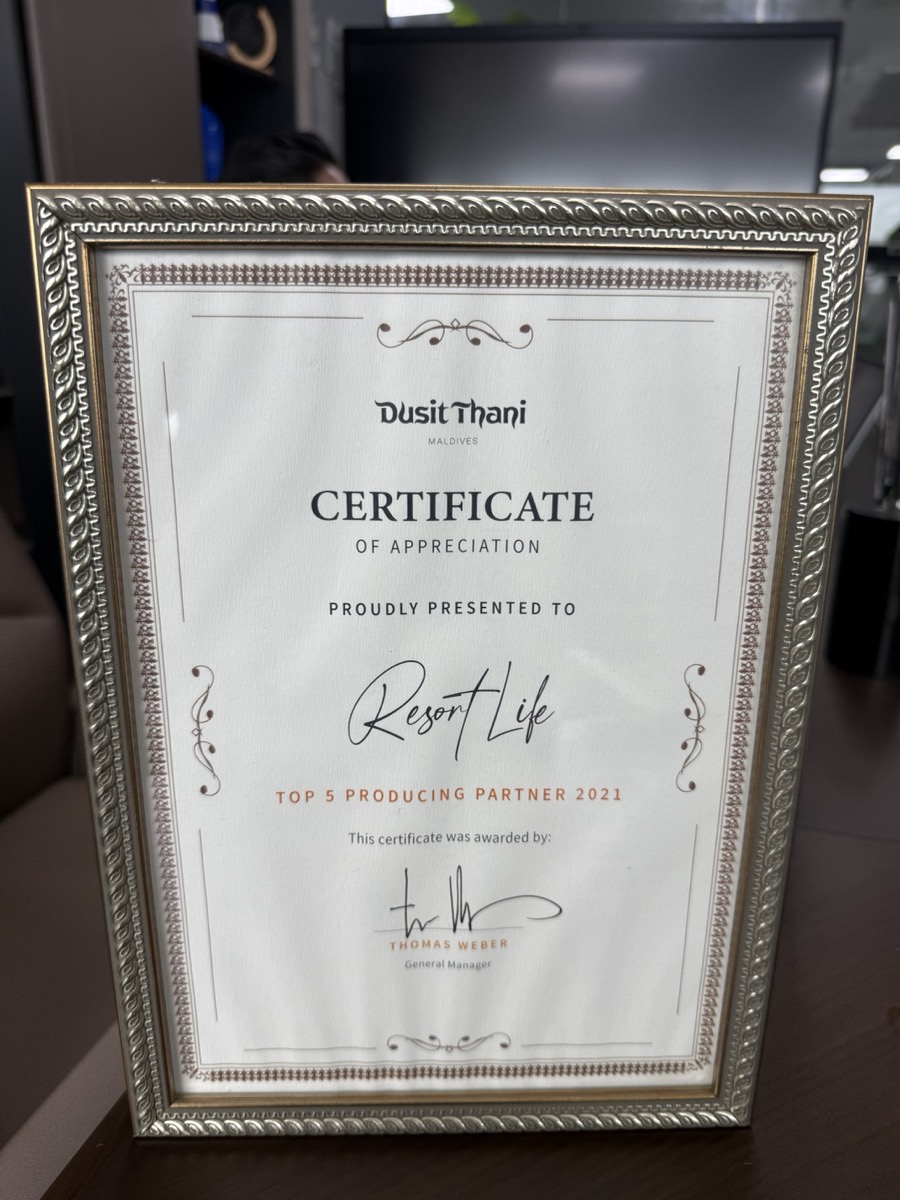Top 5 Producing Partner — Dusit Thani Maldives (2021)